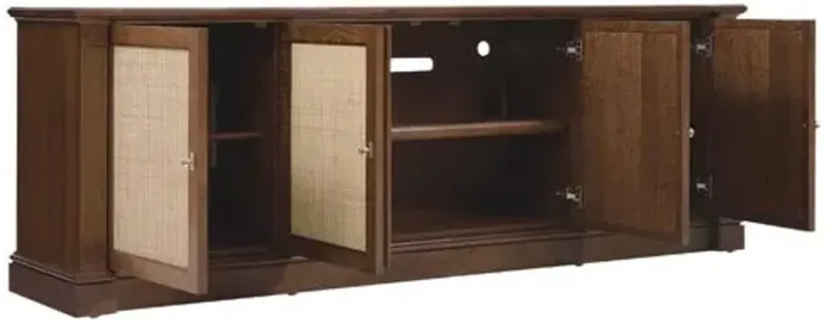 Archives Raffia 4-Door Entertainment Console - Brown - Hooker Furniture