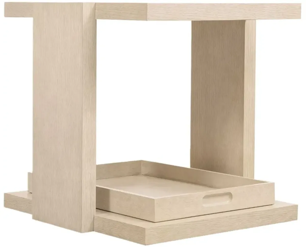 Westwood Oak Removable Tray End Table, Limestone
