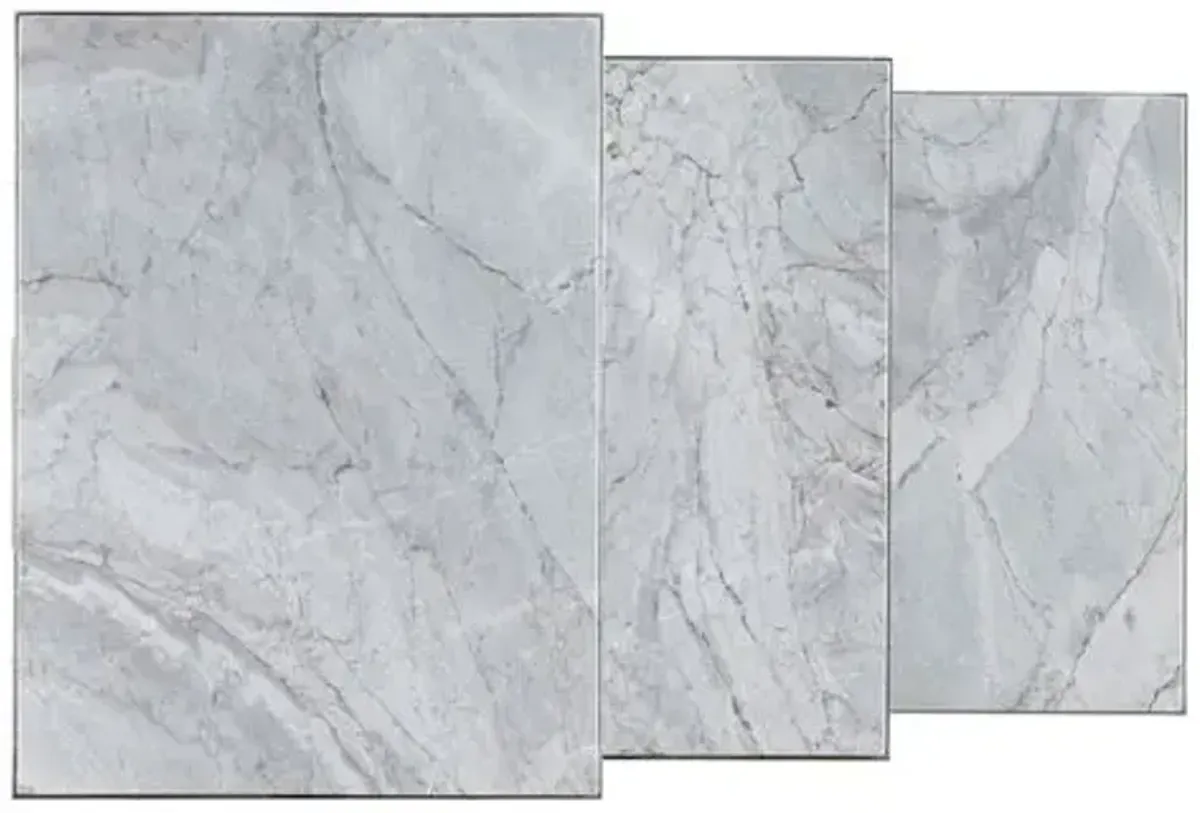 Set of 3 Melange Bianca Slate Stone Top Nesting Tables - Gray - Hooker Furniture