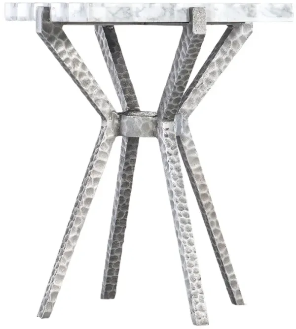 Melange Glendon Marble Top Side Table, Silver