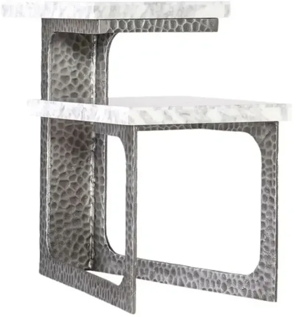 Melange Georgie Marble Top Side Table - Silver - Hooker Furniture