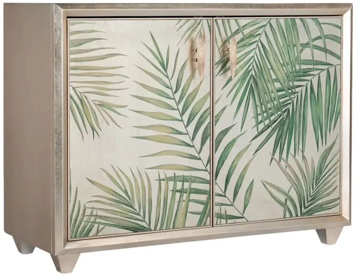 Melange Lets Be Fronds Handpainted Glass Chest, Gold/Green