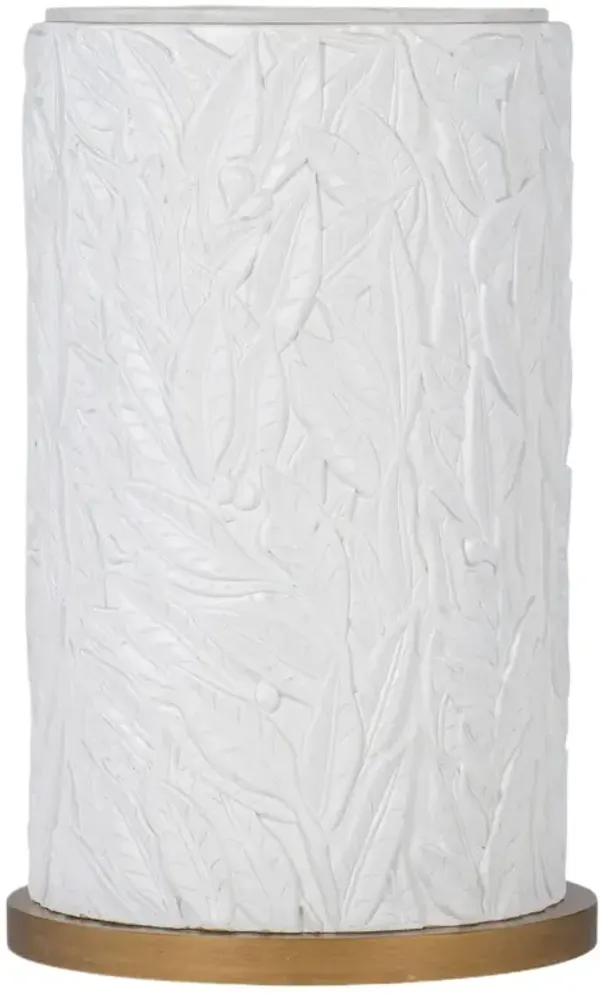 Melange Be Leaf In Me Quartz Accent Table, White/Gold