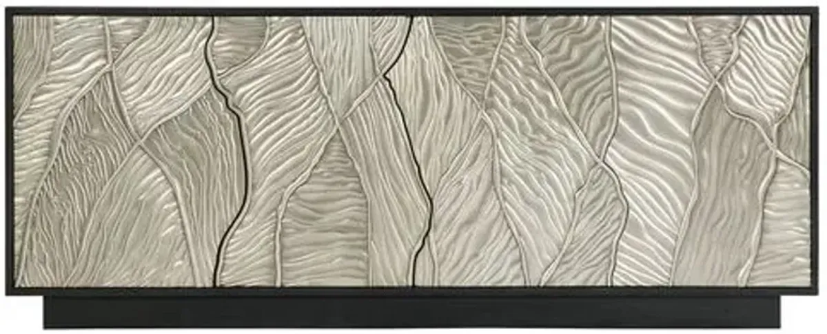 Melange Summit Gorge 4-Door Oak Entertainment Console - Black/Silver - Hooker Furniture