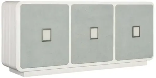 Melange Atlantis Raffia 3-Door Entertainment Credenza - Blue-Gray/White - Hooker Furniture