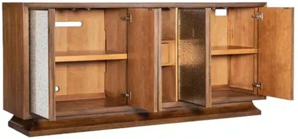Melange Lloyds Leopard 5-Door Entertainment Credenza - Brown/Silver Leaf - Hooker Furniture