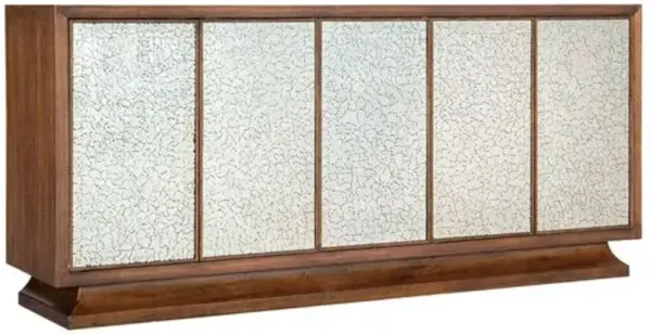 Melange Lloyds Leopard 5-Door Entertainment Credenza - Brown/Silver Leaf - Hooker Furniture