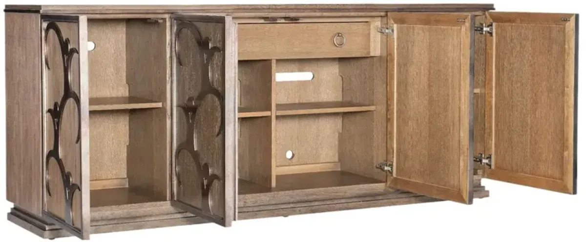 Melange Dancer 4-Door Marble Top Credenza, Brown