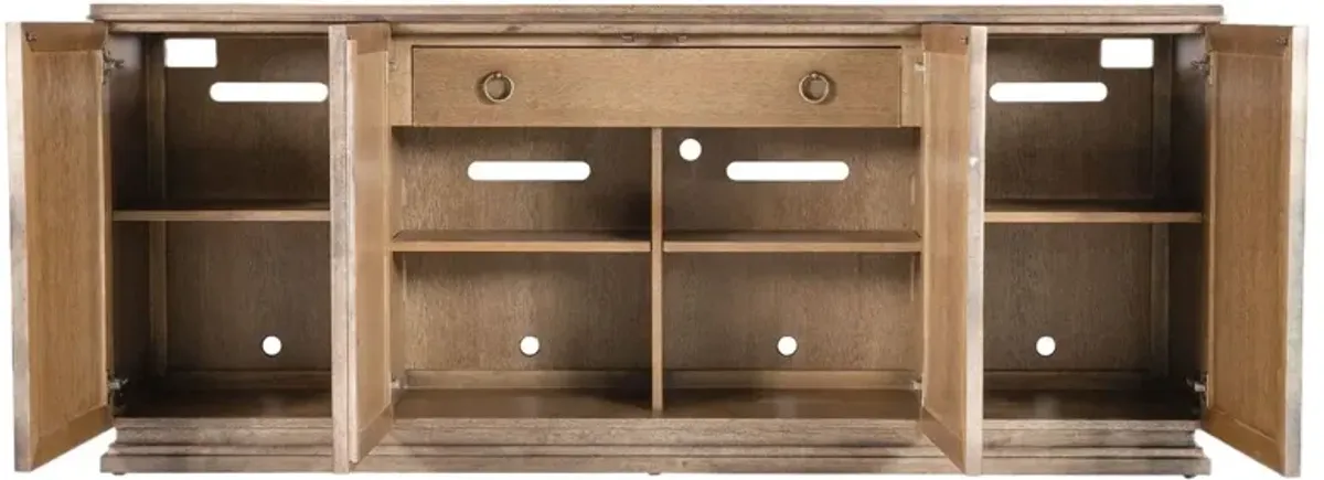 Melange Dancer 4-Door Marble Top Credenza, Brown