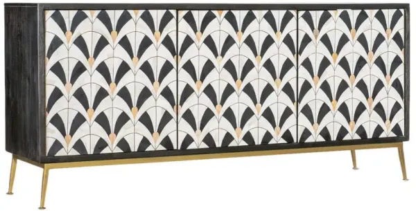 Melange Renee 3-Door Bone Inlay Credenza, Black