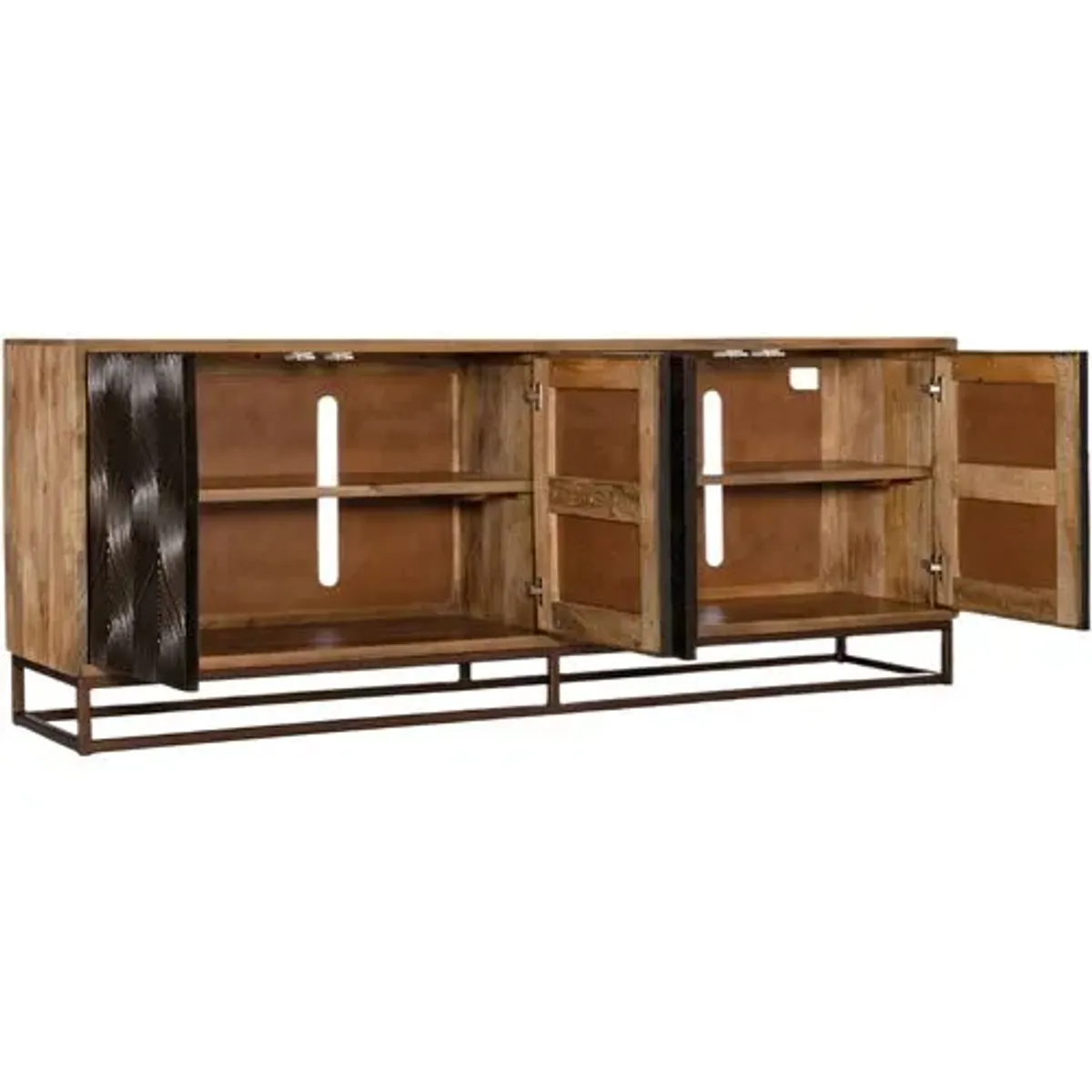Swirl 4-Door Entertainment Console - Natural/Brass - Hooker Furniture - Brown