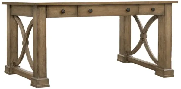 Melange Architectural 3-Drawer Oak Writing Desk, Brown