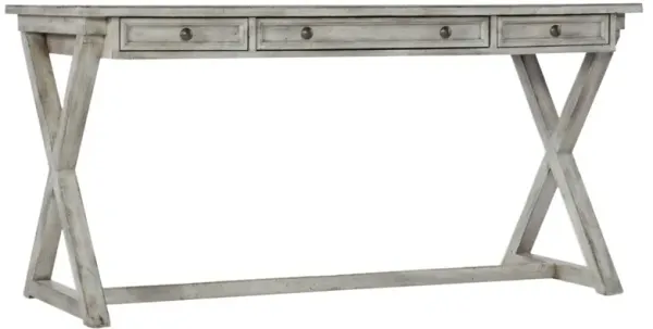 Melange Dixon 3-Drawer Writing Desk, Light Gray