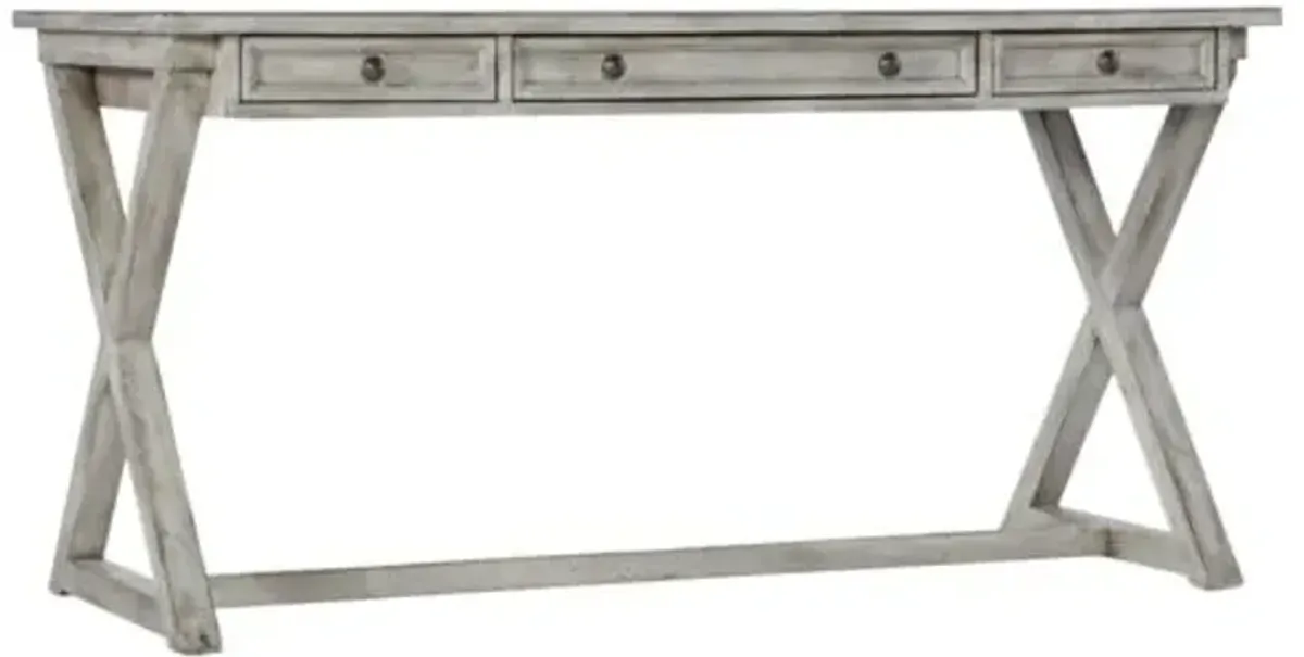 Melange Dixon 3-Drawer Writing Desk - Light Gray - Hooker Furniture
