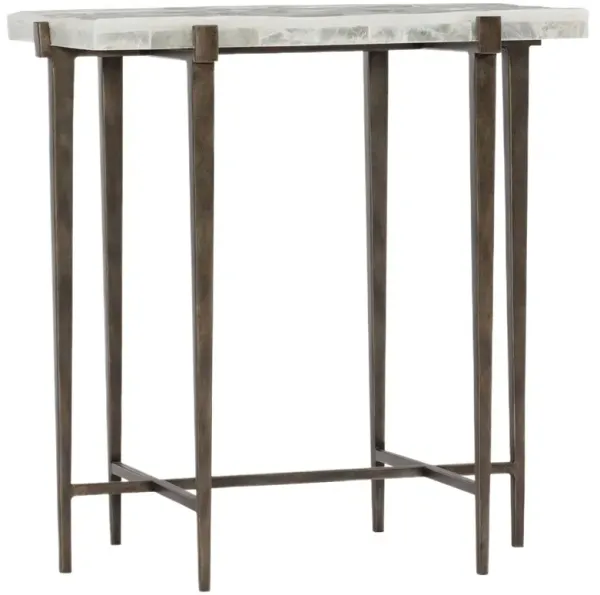 Melange Bellis Stone Top Accent Table, Bronze