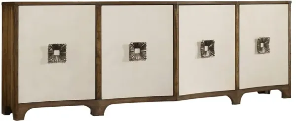 Melange 4-Door Leather Credenza, Brown/Cream