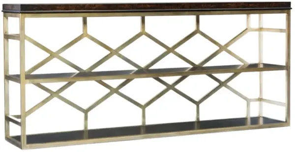 Melange Giles Iron/Burl Console Table, Brown