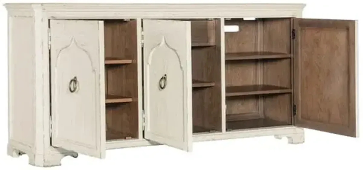 Americana 3-Door Entertainment Credenza - White - Hooker Furniture