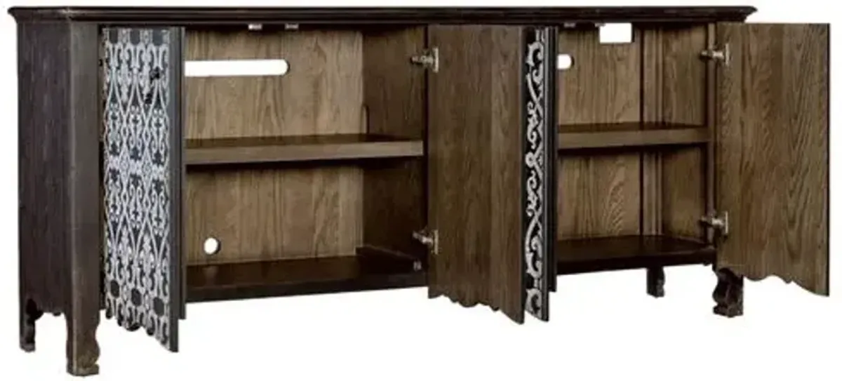 Americana 4-Door Entertainment Credenza - Black - Hooker Furniture
