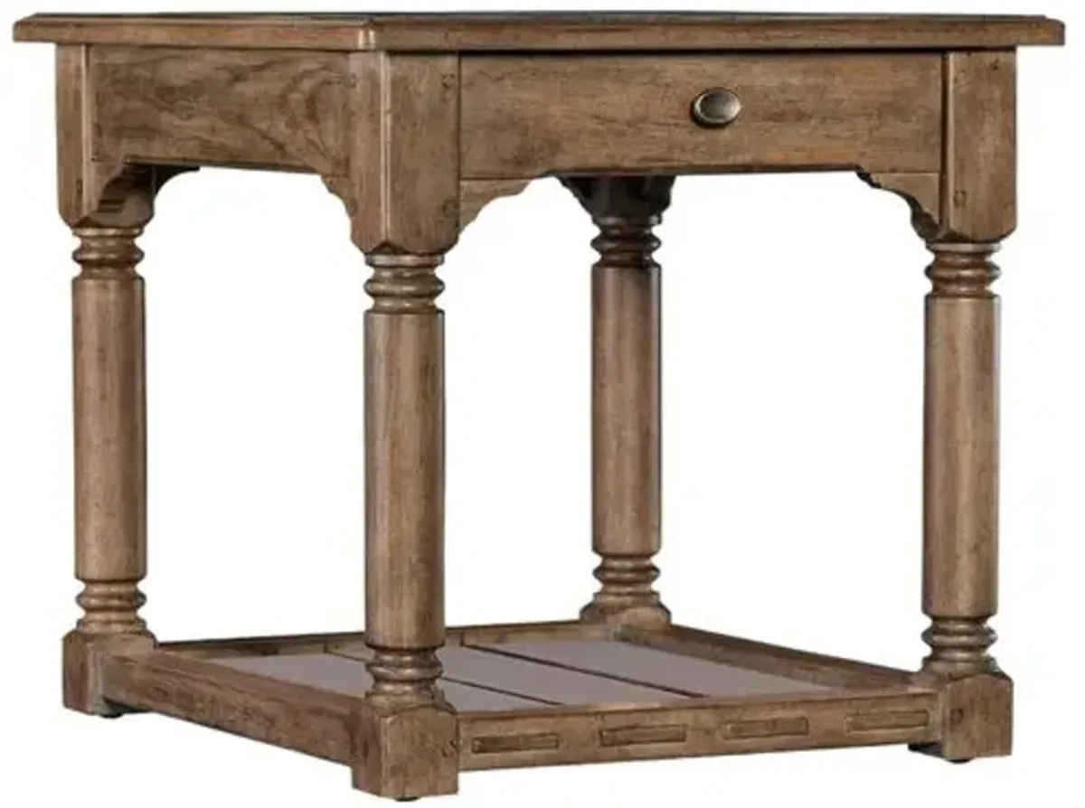 Americana 1-Drawer End Table - Brown - Hooker Furniture