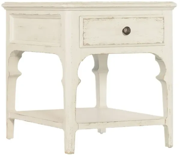 Americana 1-Drawer End Table, Distressed White