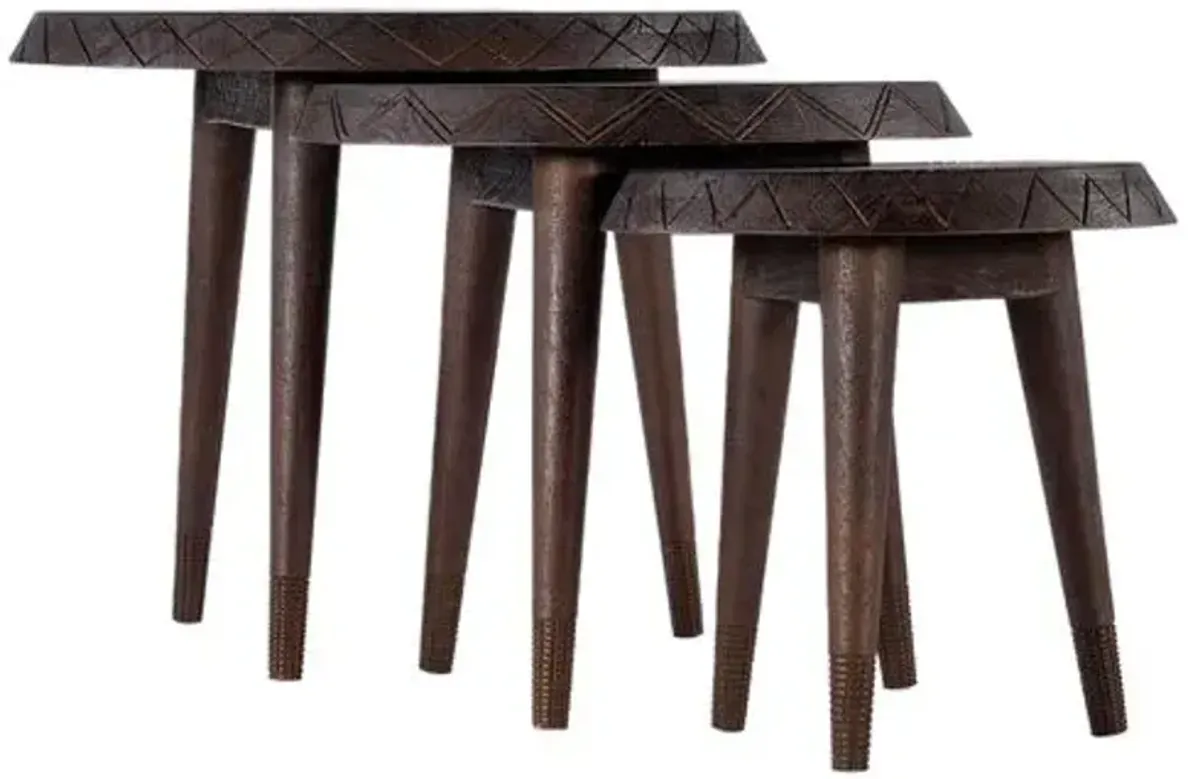 Set of 3 Commerce & Market Nesting Tables - Brown - Hooker Furniture