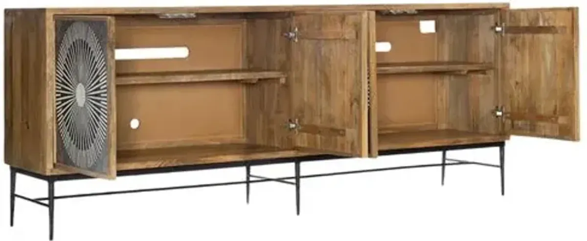 Commerce & Market Giovanni 4-Door Entertainment Console - Natural/Gray Bone Inlay - Hooker Furniture - Brown