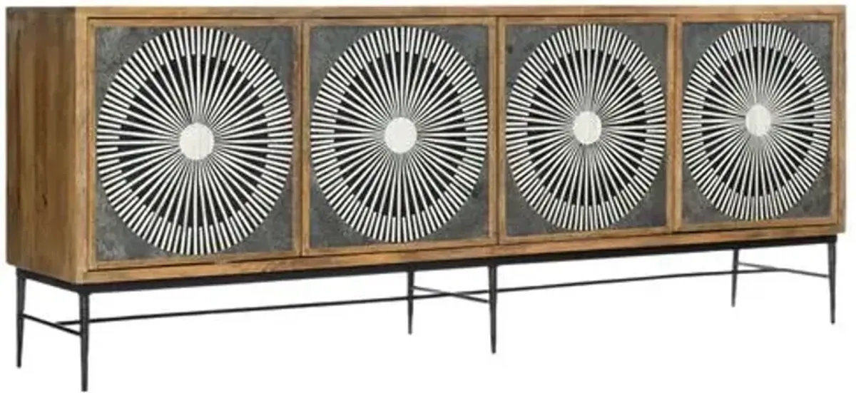 Commerce & Market Giovanni 4-Door Entertainment Console - Natural/Gray Bone Inlay - Hooker Furniture - Brown