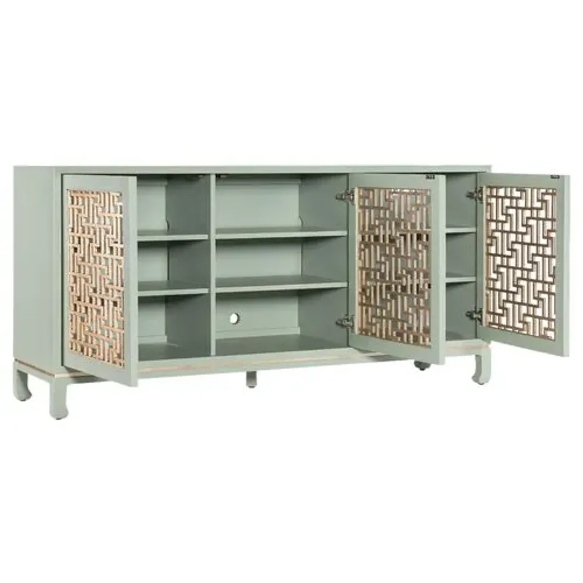 Commerce & Market Trellis 3-Door Entertainment Credenza - Green - Hooker Furniture
