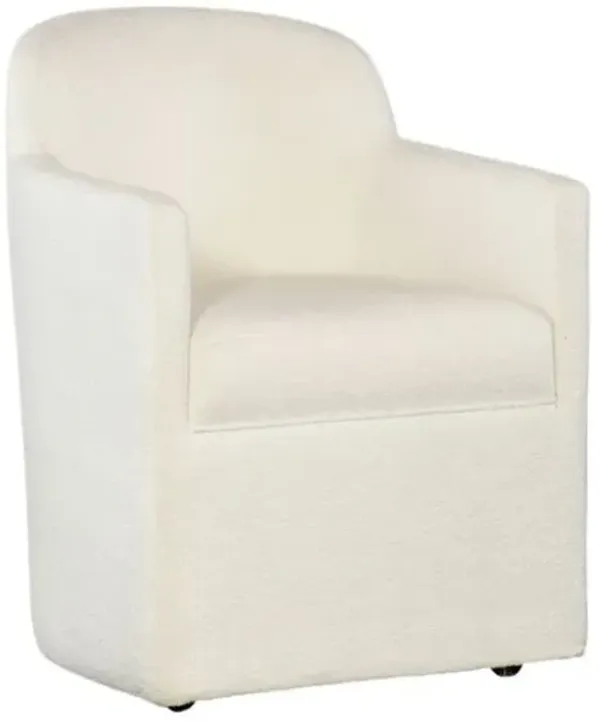 Izabela Upholstered Dining Arm Chair with Casters - Ivory - Hooker Furniture - Gray