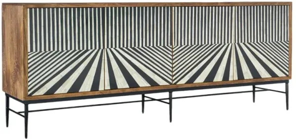 Commerce & Market Linear Perspective Bone Inaly Credenza, Multicolor