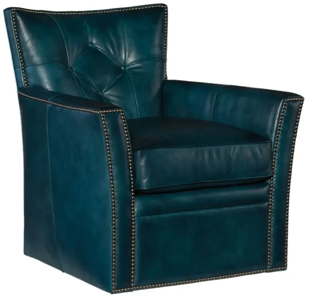 Conner Leather Swivel Club Chair, Blue