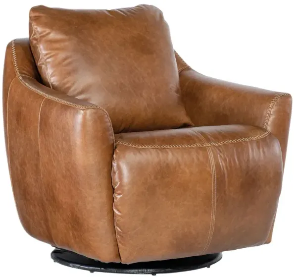Beau Leather Swivel with Power Footrest, Carmel