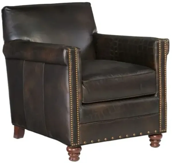 Potter Leather Club Chair - Dark Walnut - Hooker Furniture