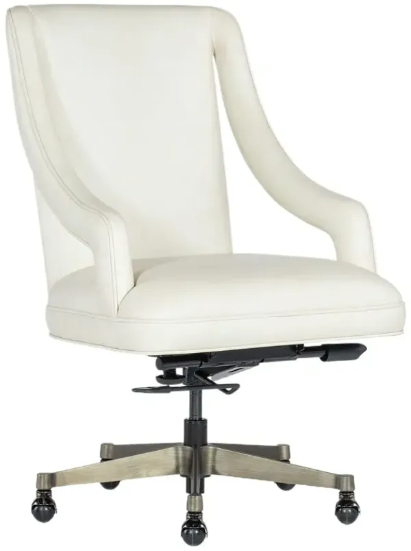 Meira Executive Leather Swivel Desk Chair, White
