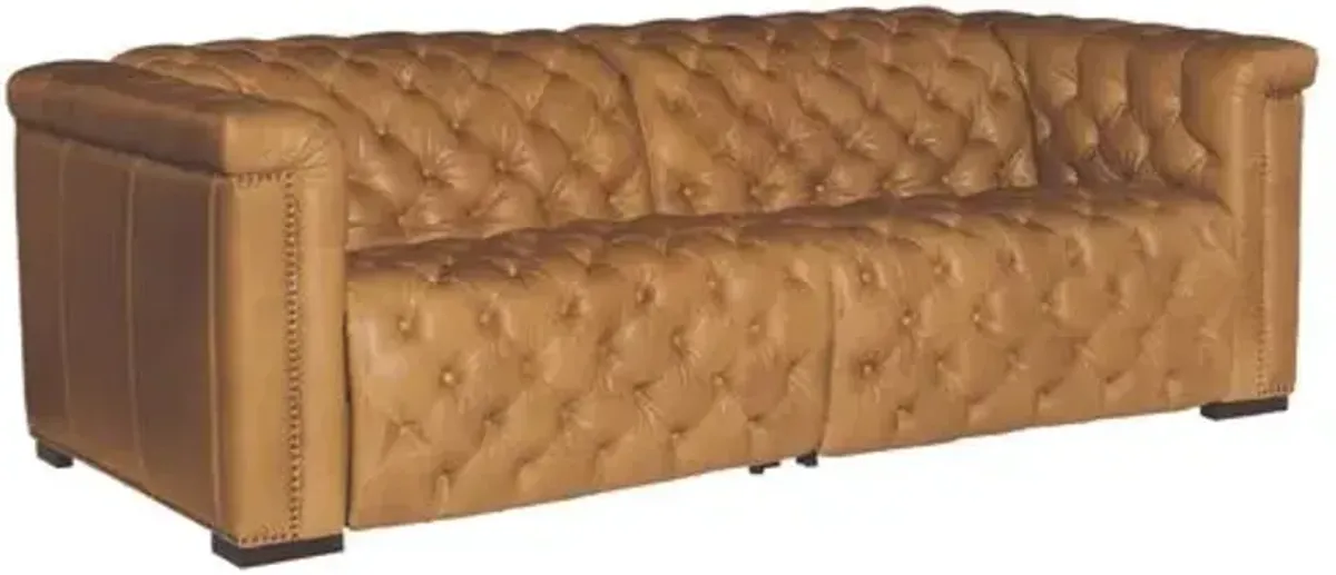 Savion 2 Over 2 Tufted Leather Sofa with Power Recliner - Hooker Furniture