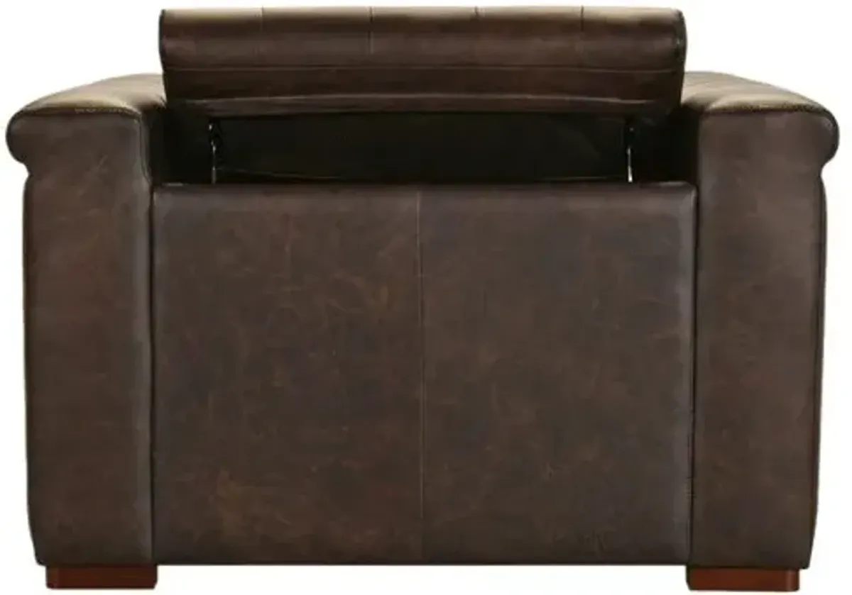 Savion Deux Leather Power Recliner - Hooker Furniture - Brown