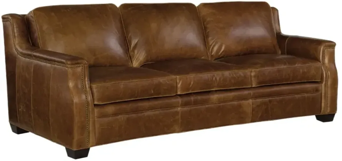 Yates Leather Stationary Sofa - Brown - Hooker Furniture