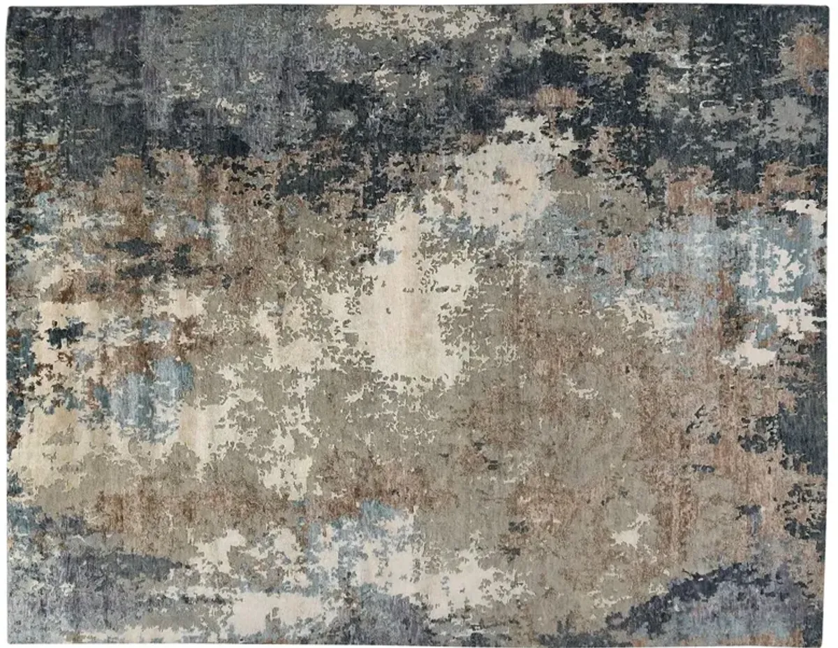 Marta Hand-Knotted Wool Rug, Sky Blue