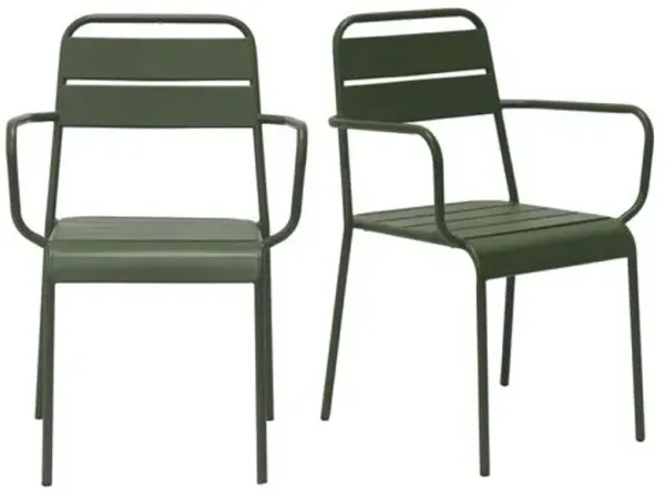 Set of 2 Terrafirma Outdoor Steel Armchairs - Green