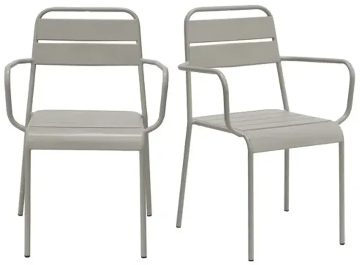 Set of 2 Terrafirma Outdoor Steel Armchairs - Gray