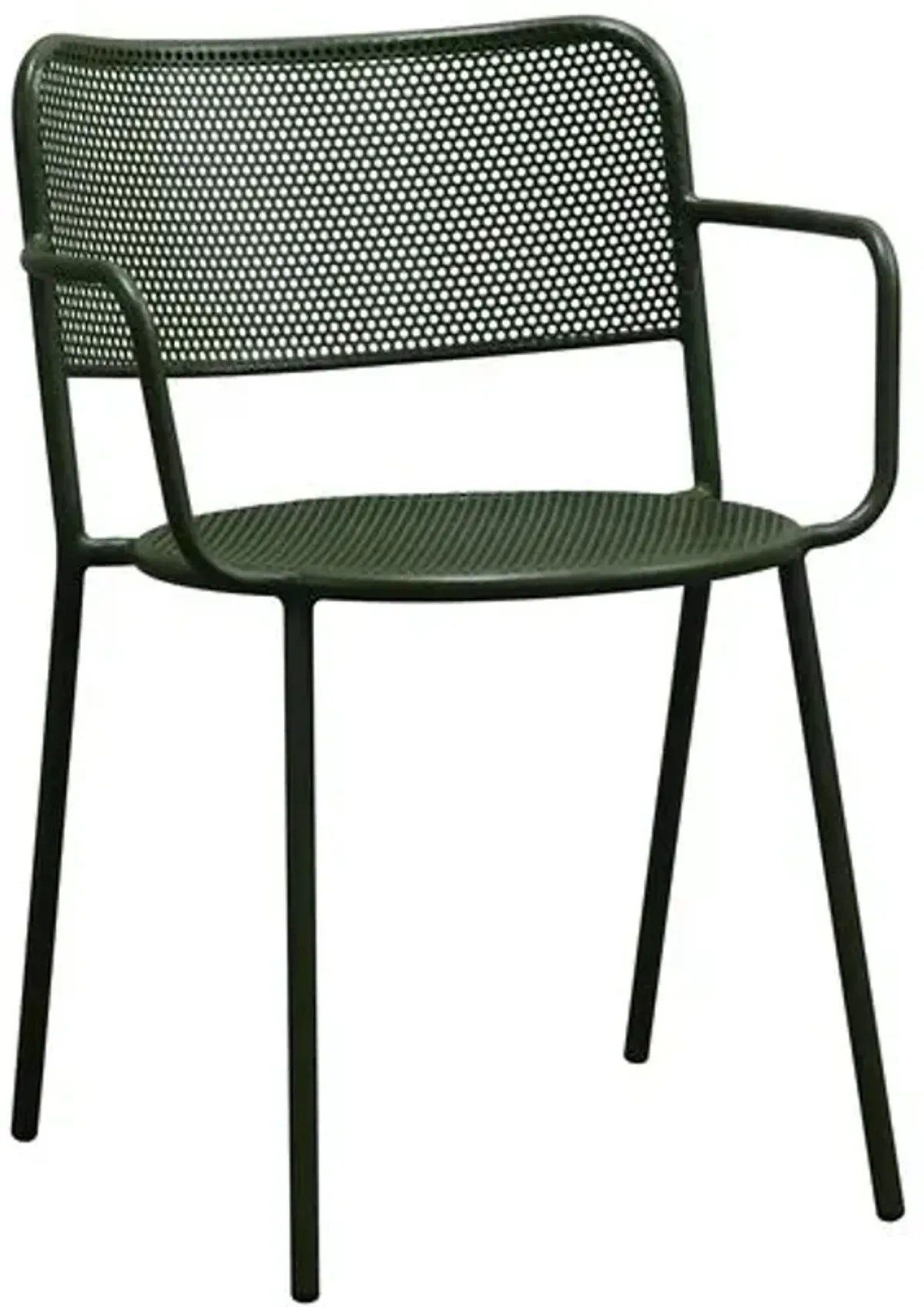 Set of 2 Ethan Outdoor Steel Stackable Armchairs - Green
