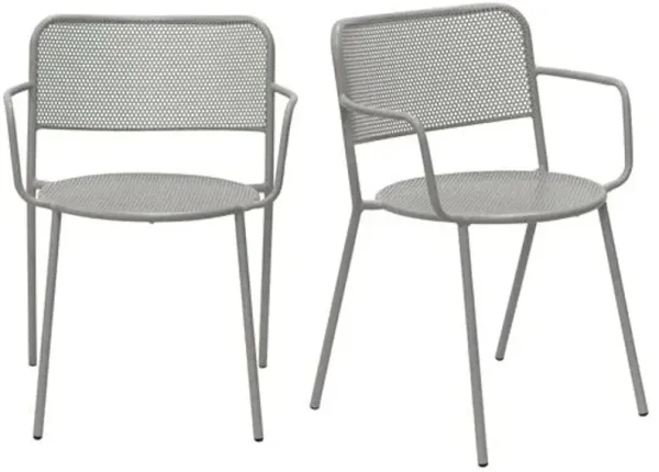 Set of 2 Ethan Outdoor Steel Stackable Armchairs - Gray