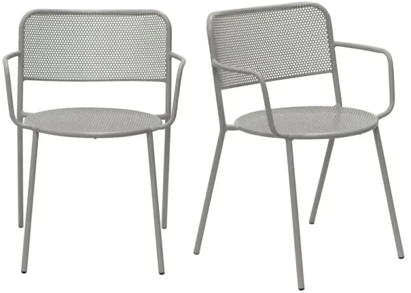 S/2 Ethan Outdoor Steel Stackable Armchairs
