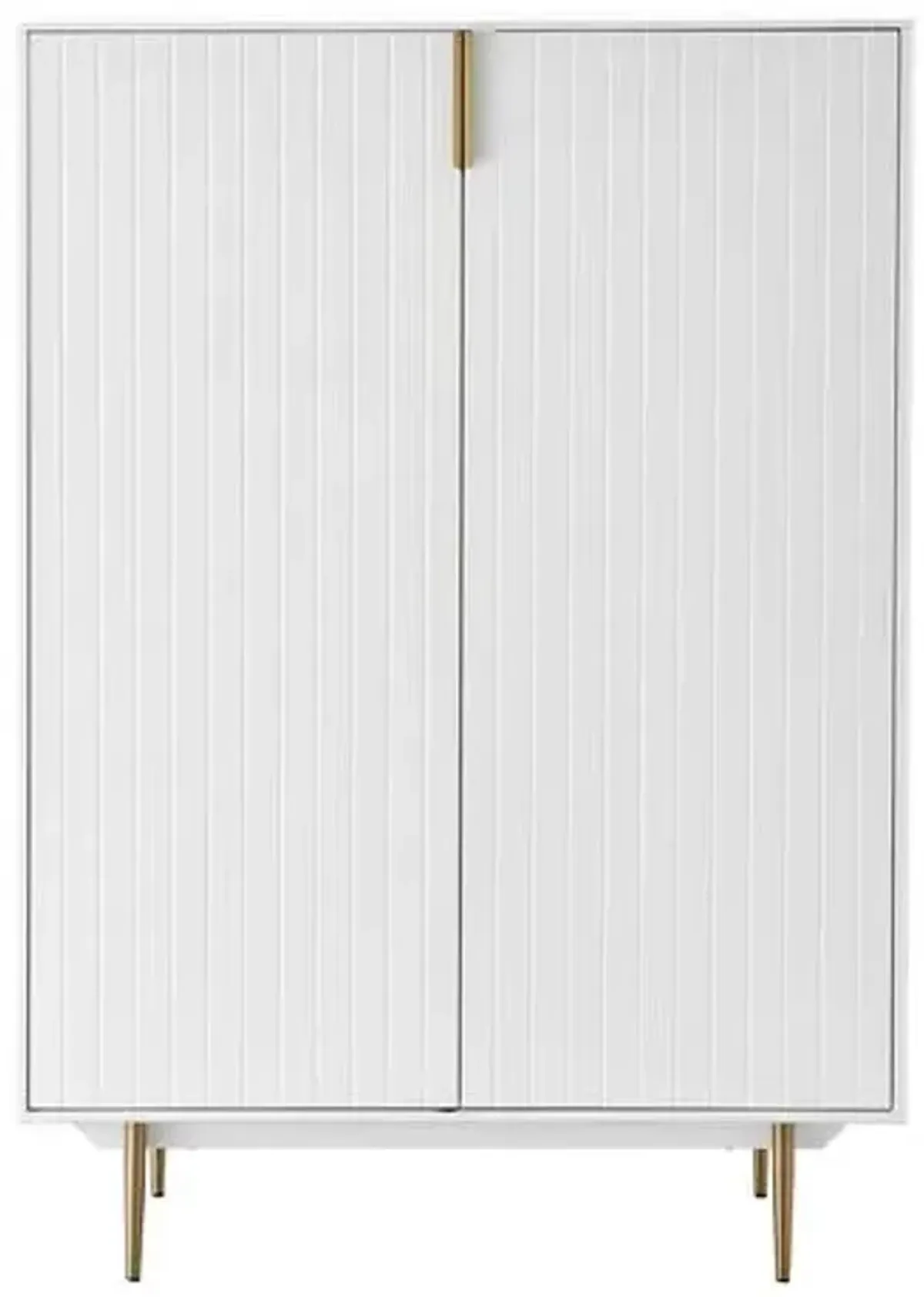 Sally 40" Lacquered Storage Cabinet - Matte White/Brass