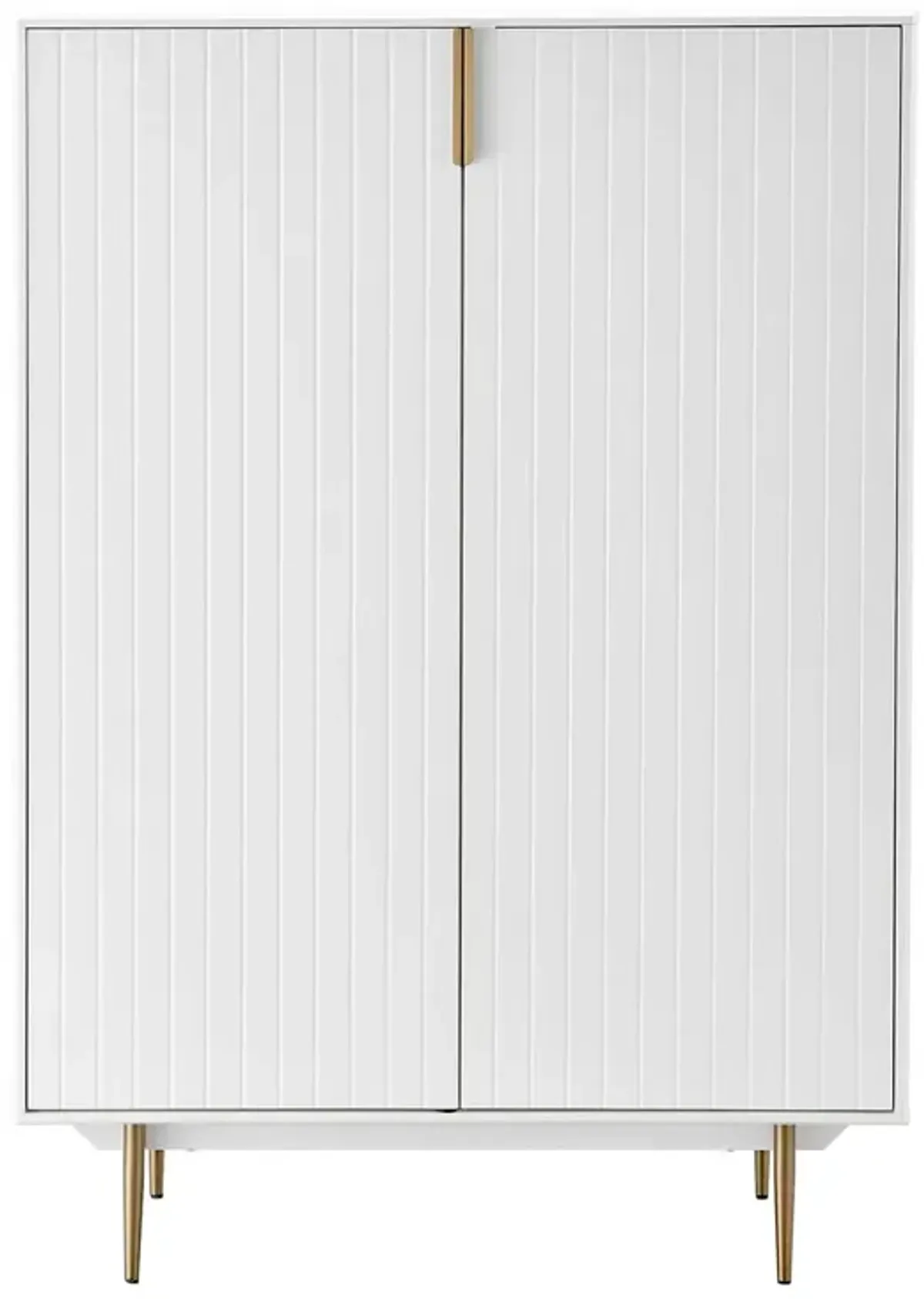 Sally 40" Lacquered Storage Cabinet, Matte White/Brass