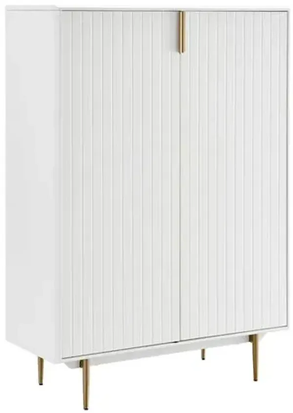 Sally 40" Lacquered Storage Cabinet - Matte White/Brass