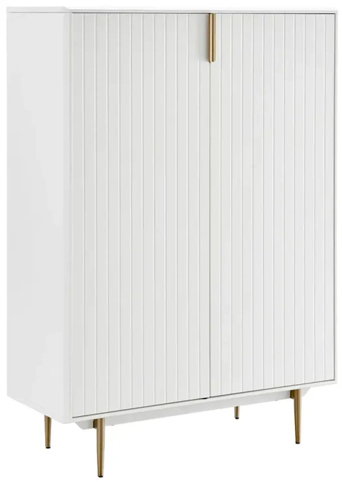 Sally 40" Lacquered Storage Cabinet, Matte White/Brass