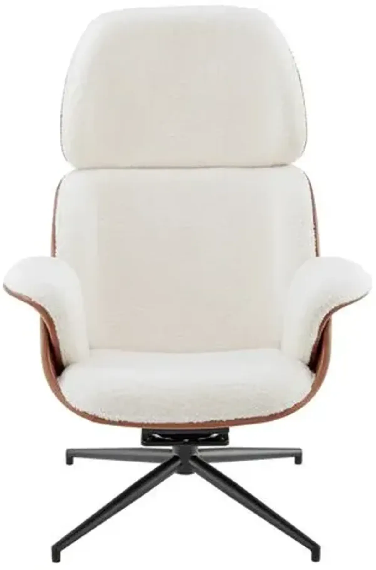 Martin Two Tone Swivel Desk Chair - Ivory Sherpa/Brown Leather