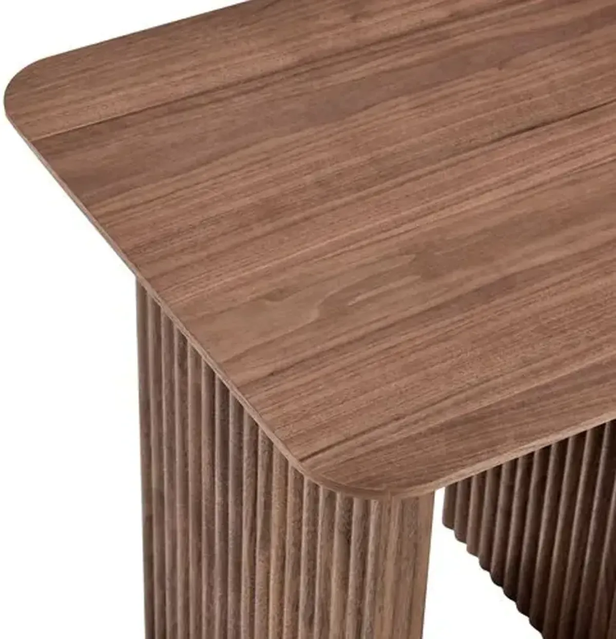 Duke 20" Fluted Side Table - Walnut - Brown